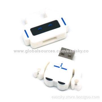 Custom Robot Shape Thumb Drive, made of soft PVC material, OEM orders welcome